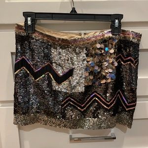 ALLSAINTS HAND EMBELLISHED MINI SKIRT